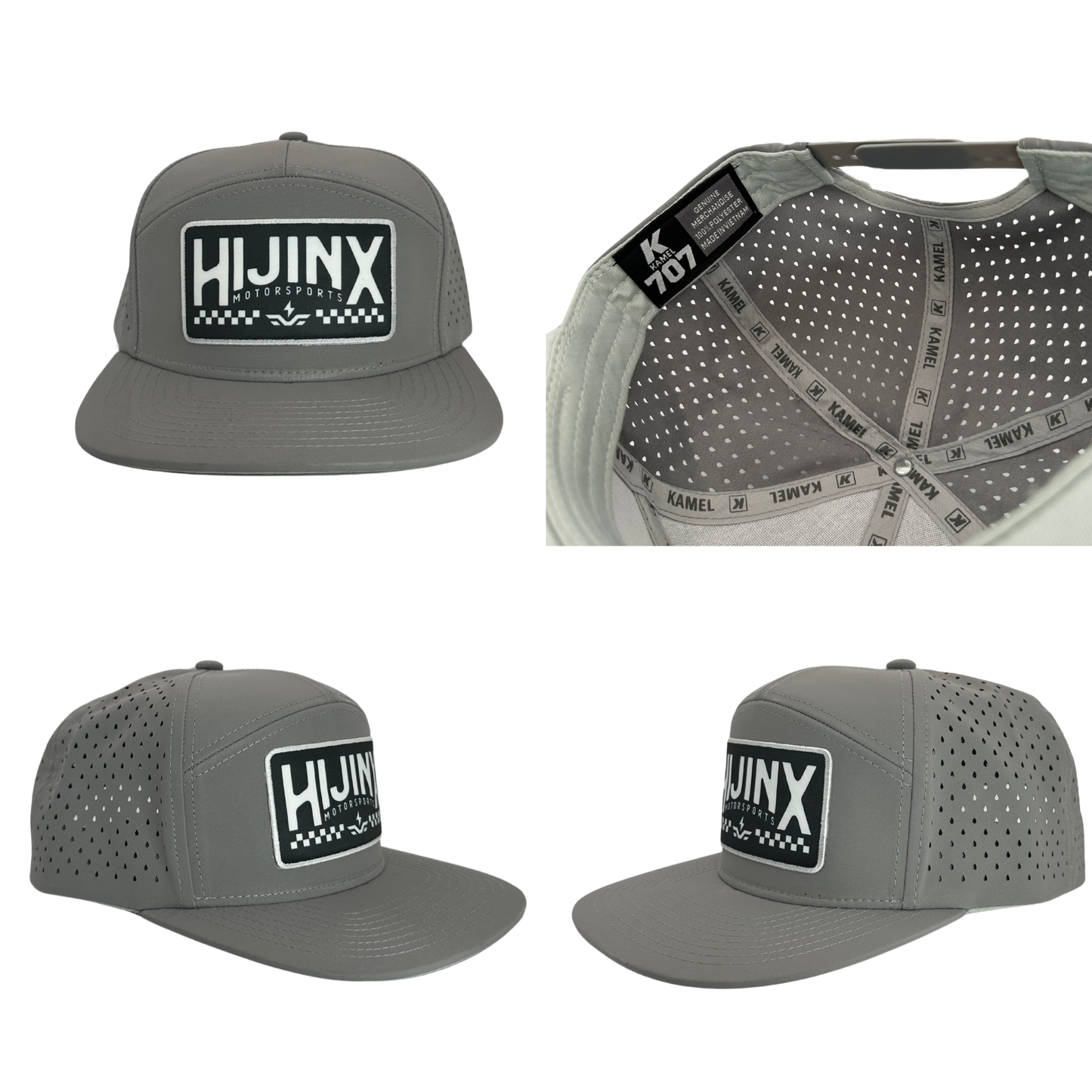 Hijinx Motorsports K707 Snapback – Light Grey Perforated